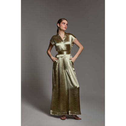 Torsha Golden Polyester Hour Shirt for Women