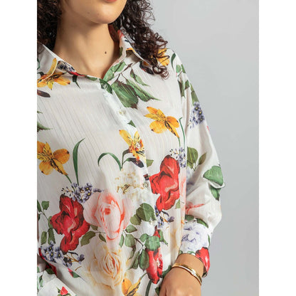 Torsha White Floral Breeze Shirt