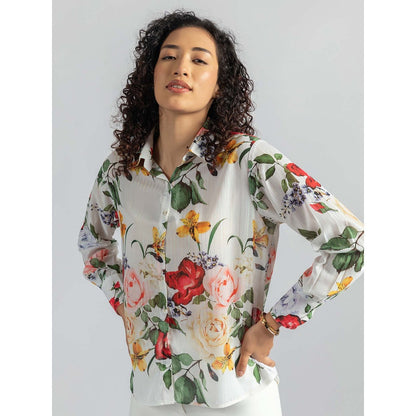Torsha White Floral Breeze Shirt