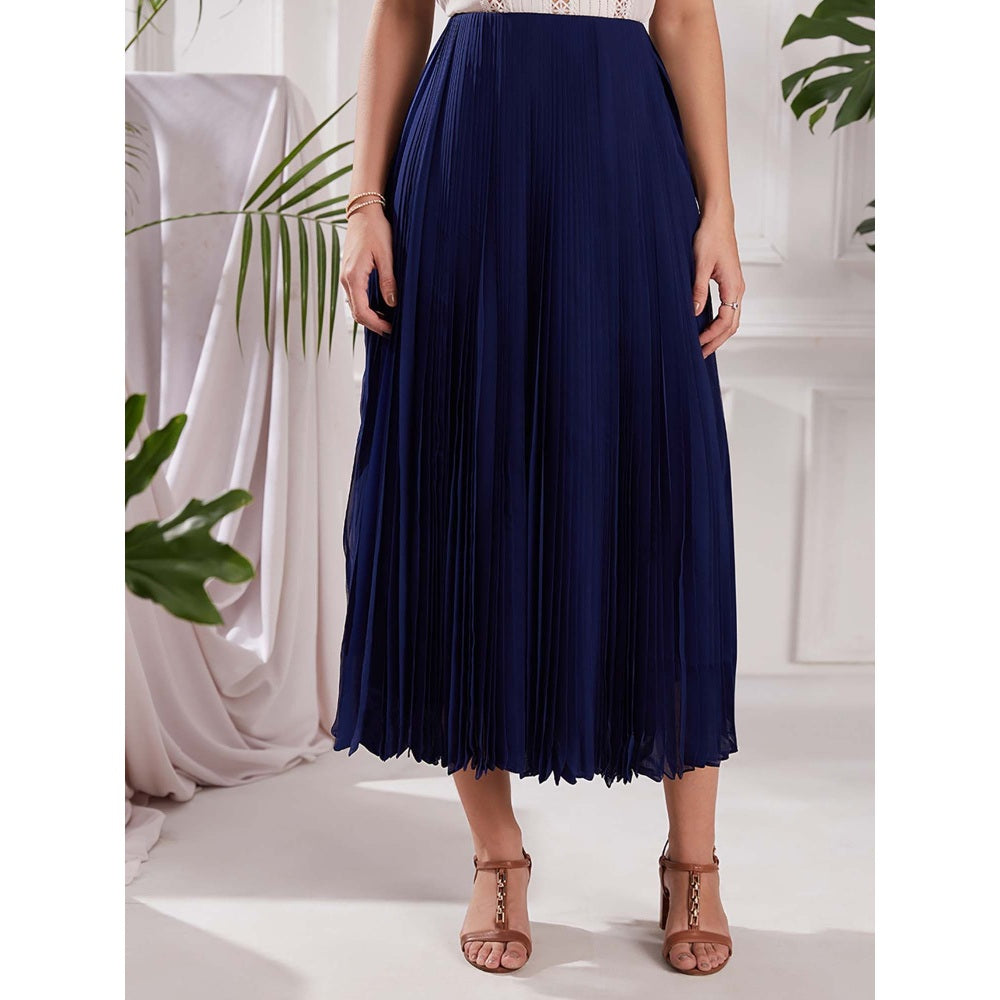 Torsha Navy Blue Nirvana Midi Skirt