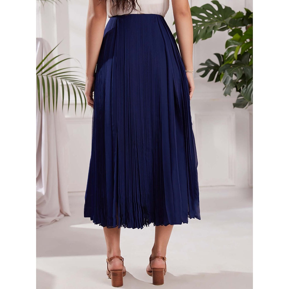 Torsha Navy Blue Nirvana Midi Skirt