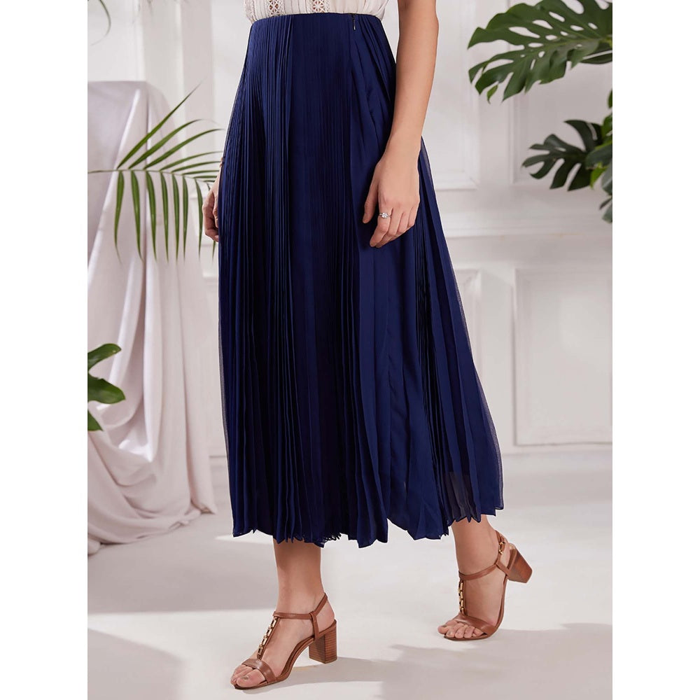 Torsha Navy Blue Nirvana Midi Skirt