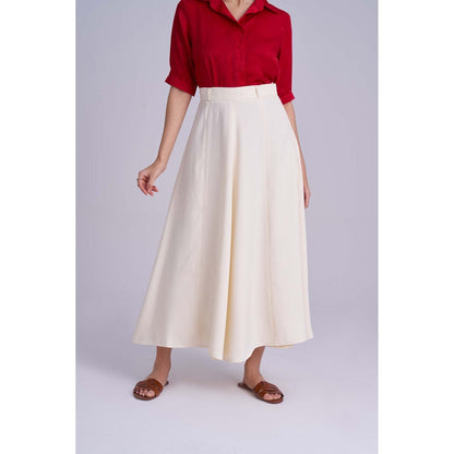 Torsha White Pearl Line Skirt