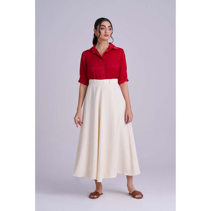 Torsha White Pearl Line Skirt