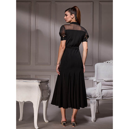 Torsha Black Gore Luxe Midi with Belt