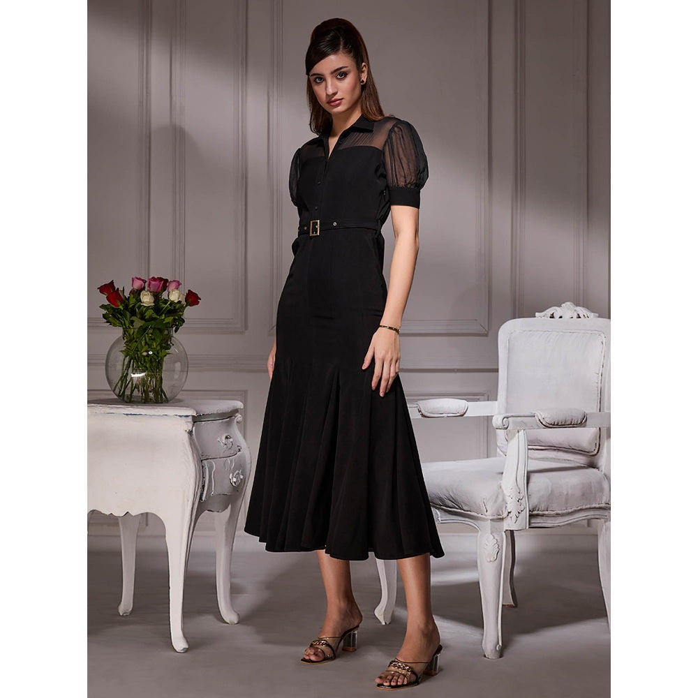 Torsha Black Gore Luxe Midi with Belt