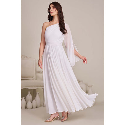 Torsha Womens White One-Shoulder Maxi Dress