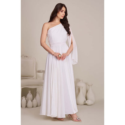 Torsha Womens White One-Shoulder Maxi Dress