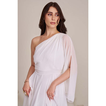 Torsha Womens White One-Shoulder Maxi Dress