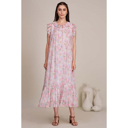 Torsha Womens Floral Printed Fit and Flare Dress