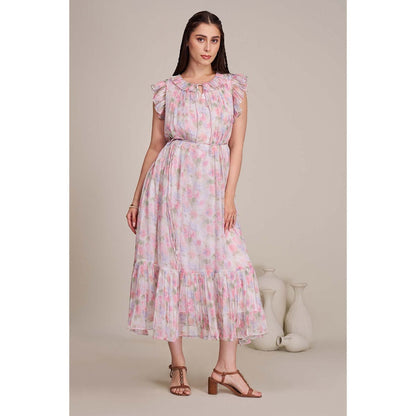 Torsha Womens Floral Printed Fit and Flare Dress