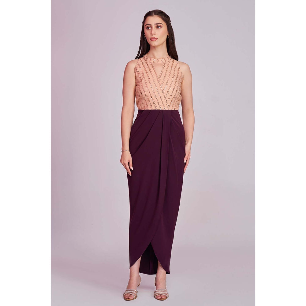Torsha Womens Peach Elegant Cocktail Sequin Dress