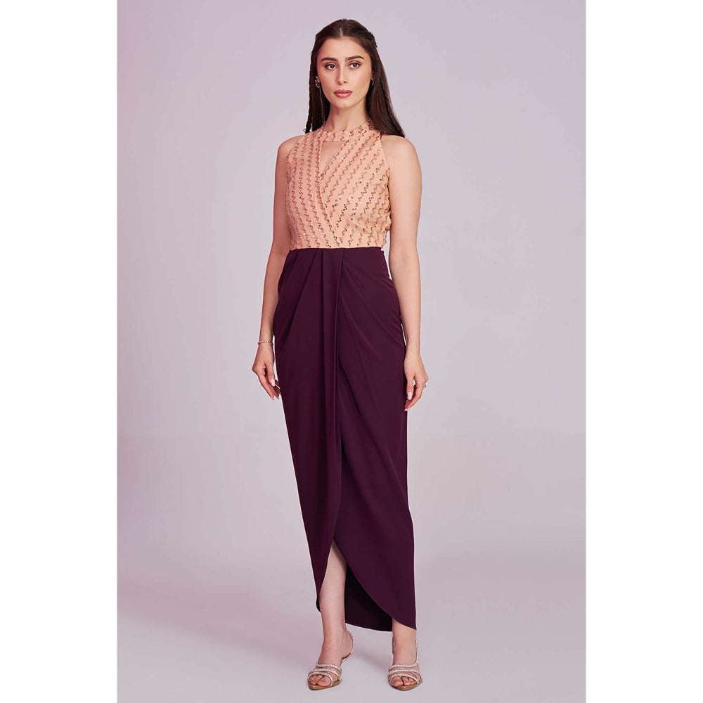 Torsha Womens Peach Elegant Cocktail Sequin Dress
