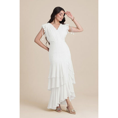 Torsha White Layered Maxi Dress