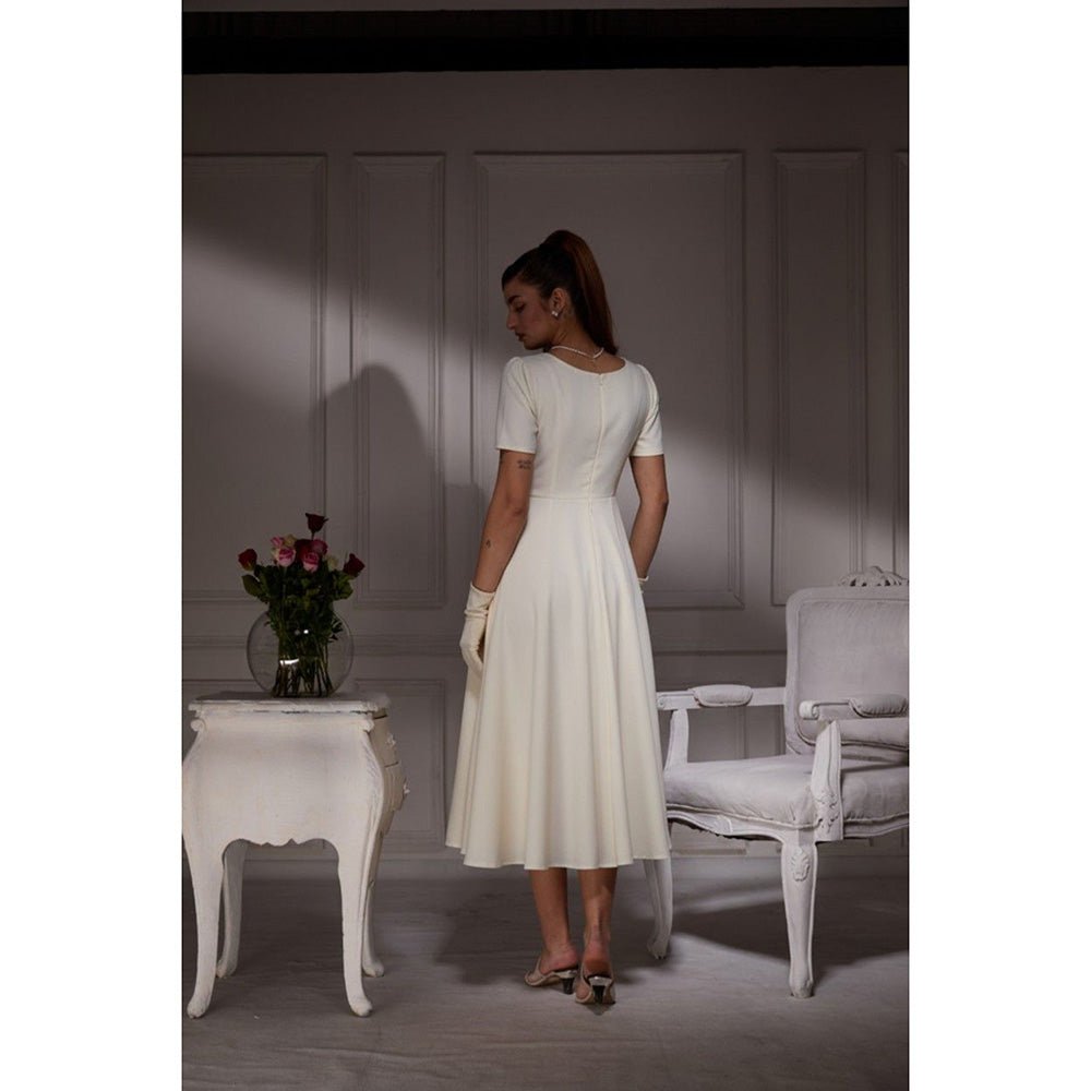 Torsha Vintage Off -White Midi Dress