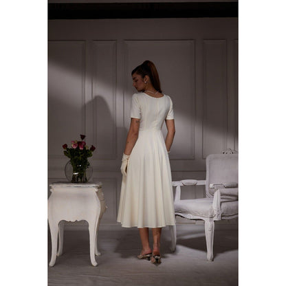 Torsha Vintage Off -White Midi Dress