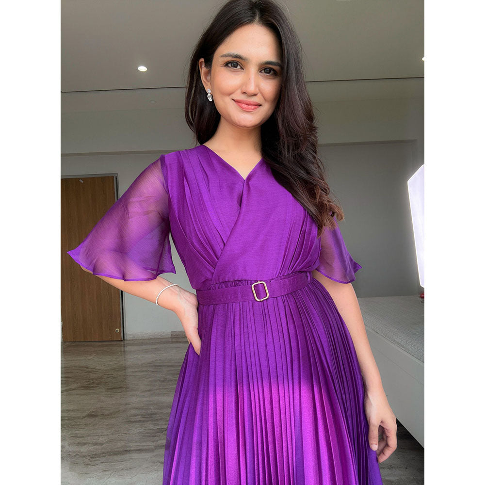 Torsha Purple Solid Maxi Dress