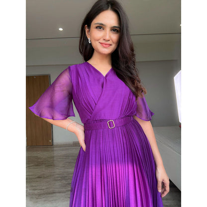 Torsha Purple Solid Maxi Dress