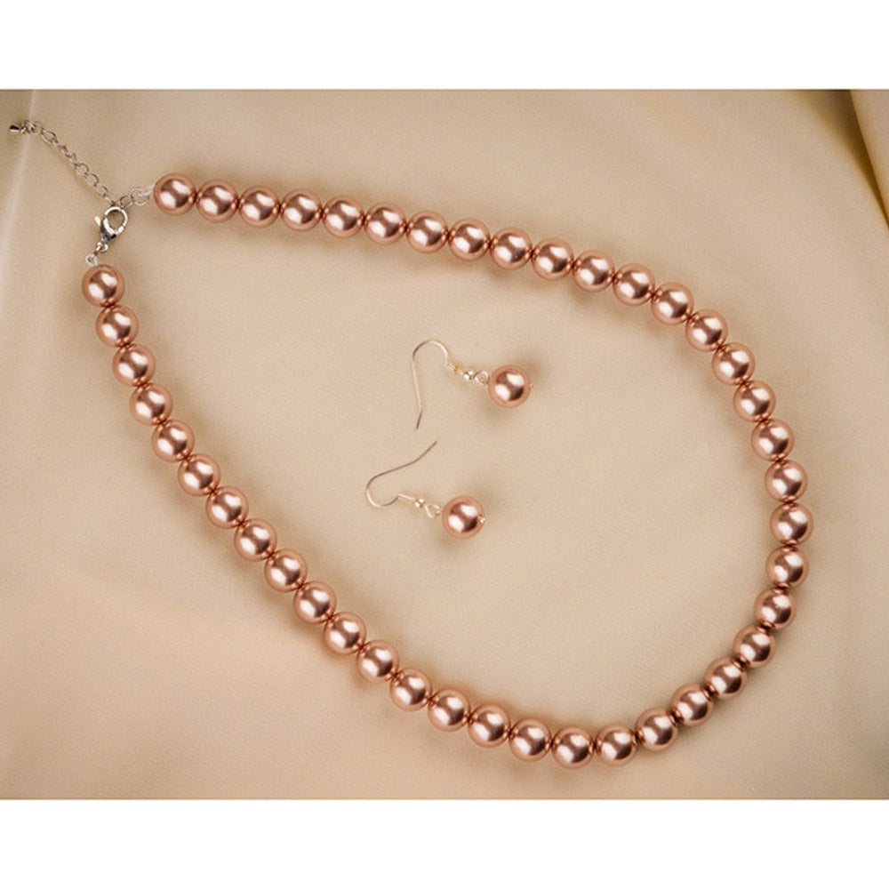 TOTAPARI Brown Party Popper Pearl Necklace with Earrings