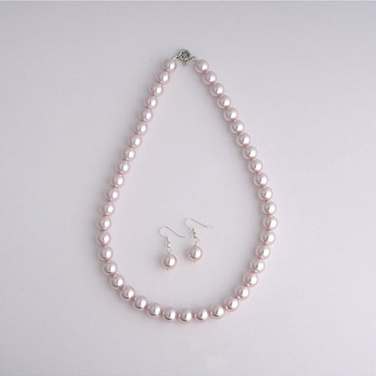 TOTAPARI Fossil Pink Pearls Necklace with Earrings