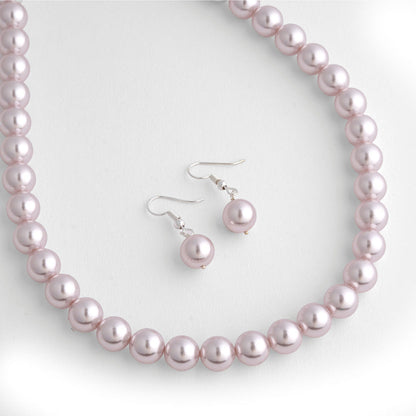 TOTAPARI Fossil Pink Pearls Necklace with Earrings