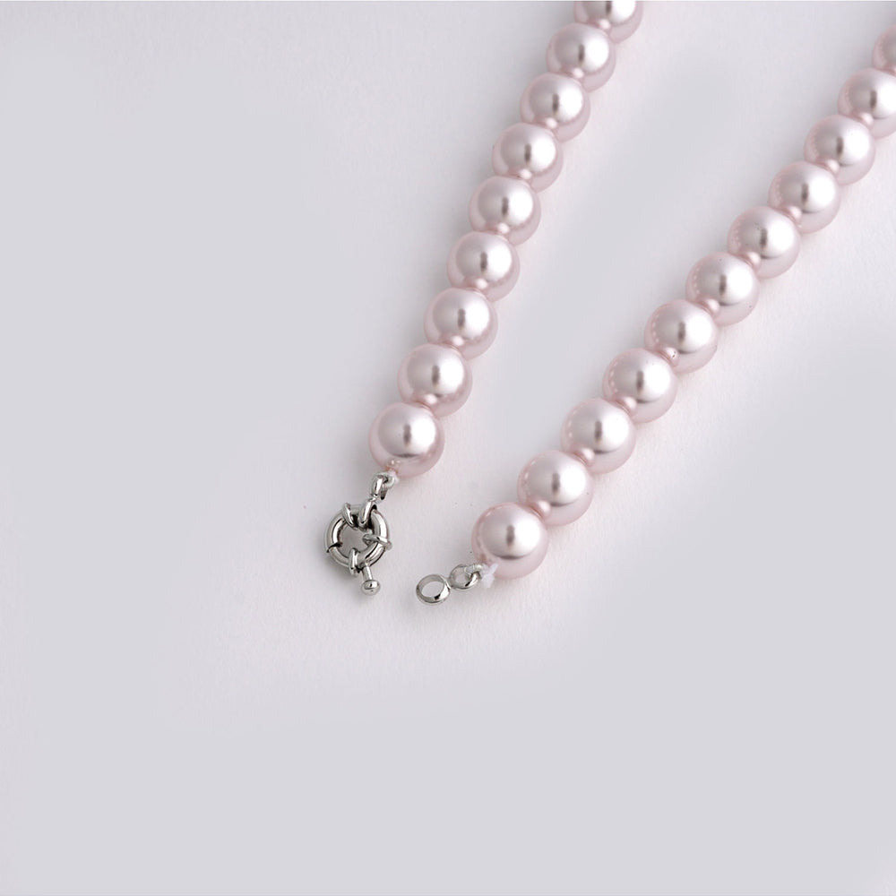 TOTAPARI Fossil Pink Pearls Necklace with Earrings