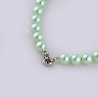 TOTAPARI Sage Green Pearls Necklace with Earrings