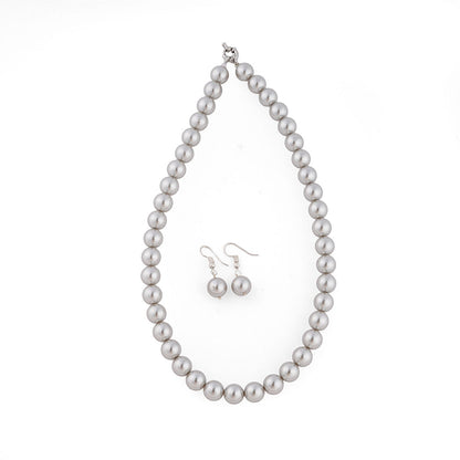 TOTAPARI Silver Grey Pearls Necklace with Earrings