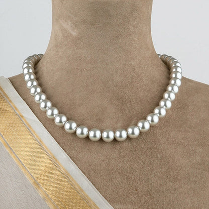 TOTAPARI Silver Grey Pearls Necklace with Earrings