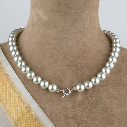 TOTAPARI Silver Grey Pearls Necklace with Earrings