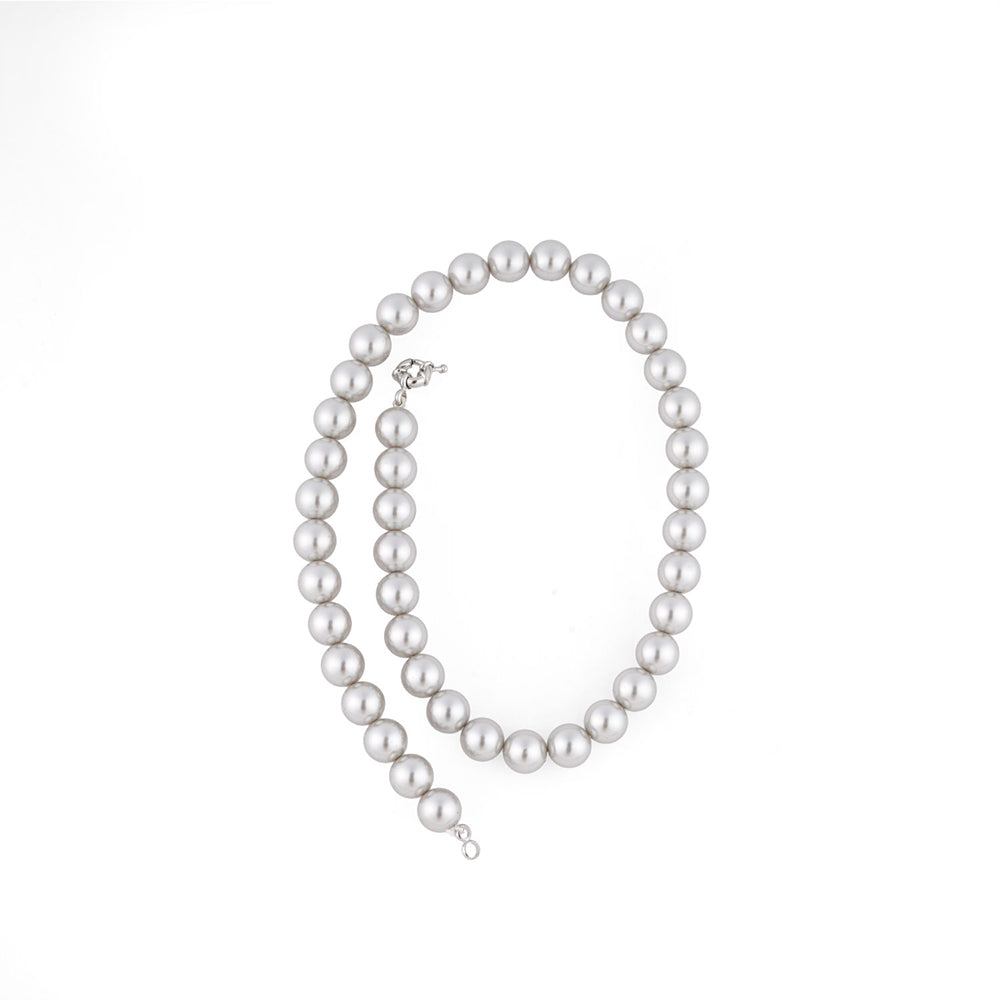 TOTAPARI Silver Grey Pearls Necklace with Earrings