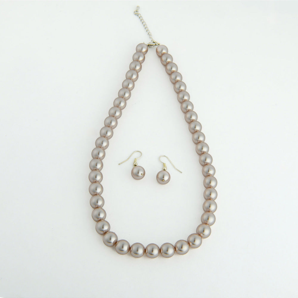 TOTAPARI Mocha Brown Pearls Necklace with Earrings