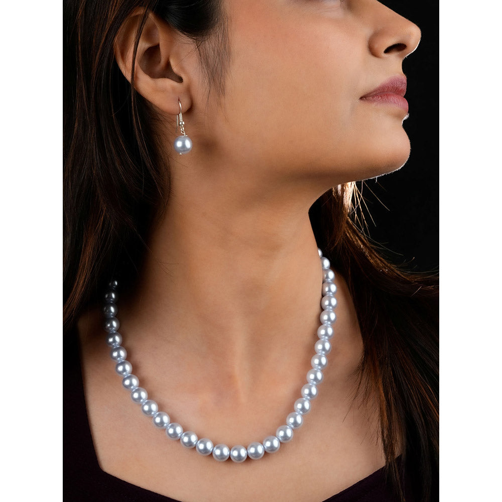 TOTAPARI Ice Blue Pearls Necklace with Earrings