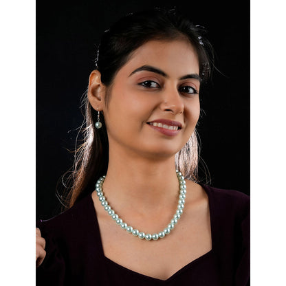 TOTAPARI Powder Blue Pearls Necklace with Earrings