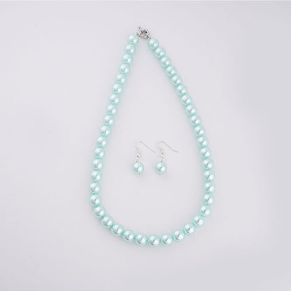 TOTAPARI Powder Blue Pearls Necklace with Earrings