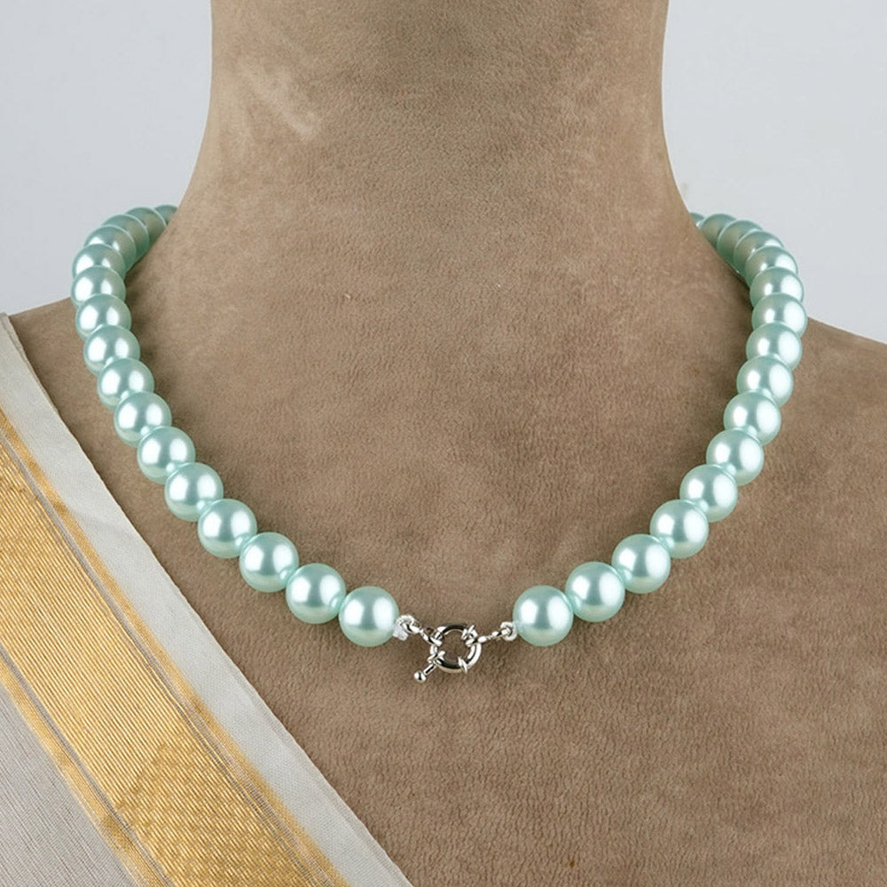 TOTAPARI Powder Blue Pearls Necklace with Earrings