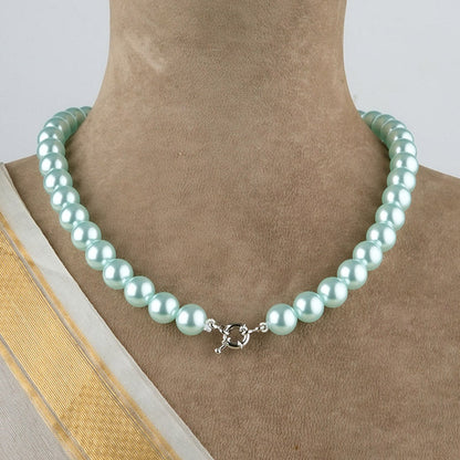 TOTAPARI Powder Blue Pearls Necklace with Earrings