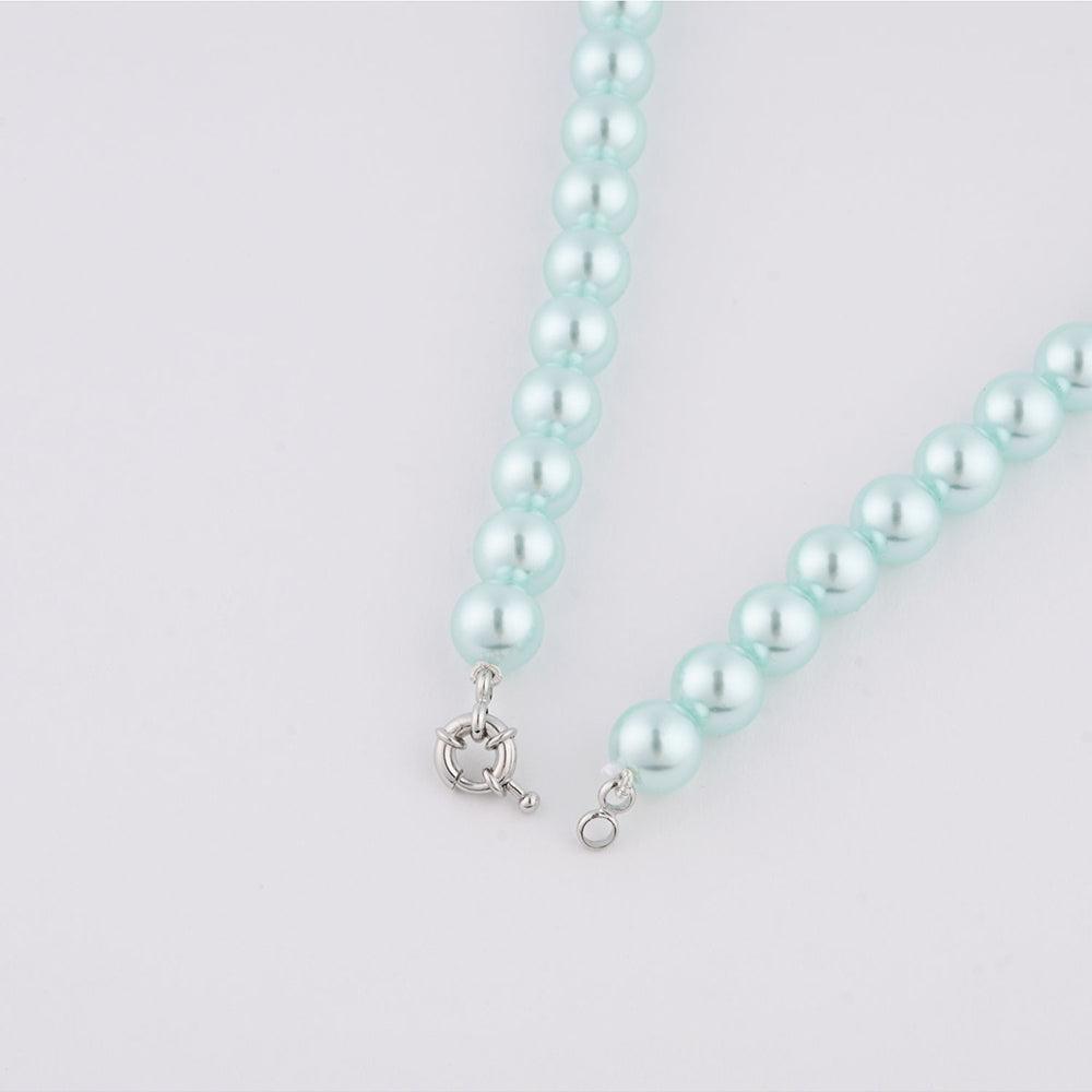 TOTAPARI Powder Blue Pearls Necklace with Earrings