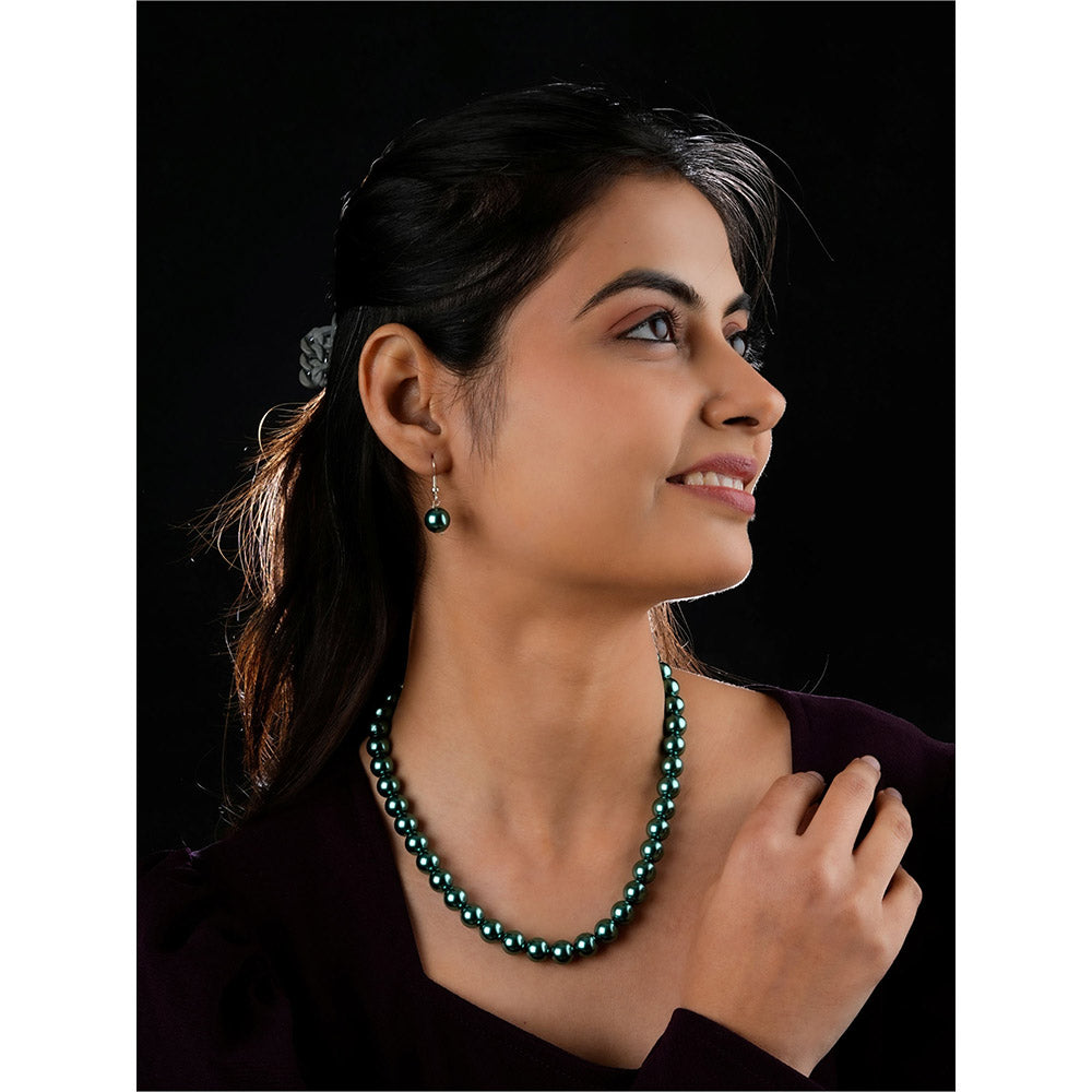 TOTAPARI British Green Pearls Necklace with Earrings