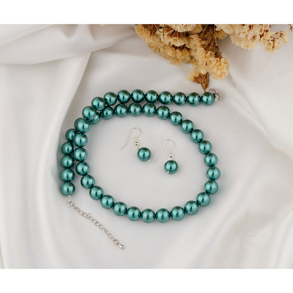 TOTAPARI British Green Pearls Necklace with Earrings