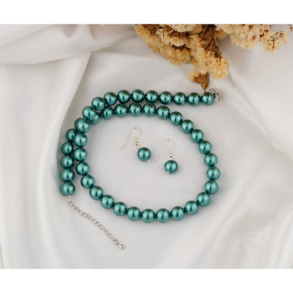 TOTAPARI British Green Pearls Necklace with Earrings
