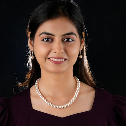 TOTAPARI Beige Pearls Necklace with Earrings