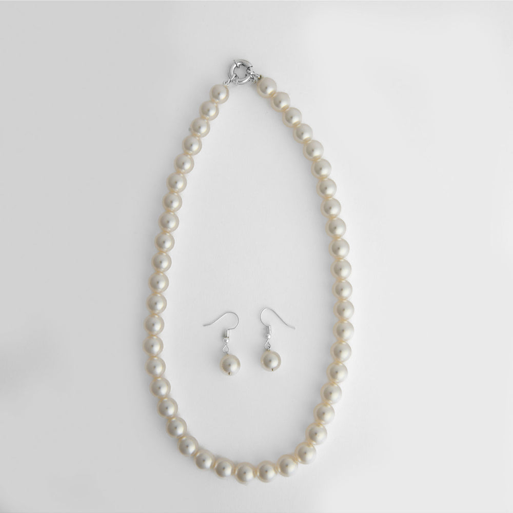 TOTAPARI Beige Pearls Necklace with Earrings