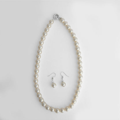 TOTAPARI Beige Pearls Necklace with Earrings