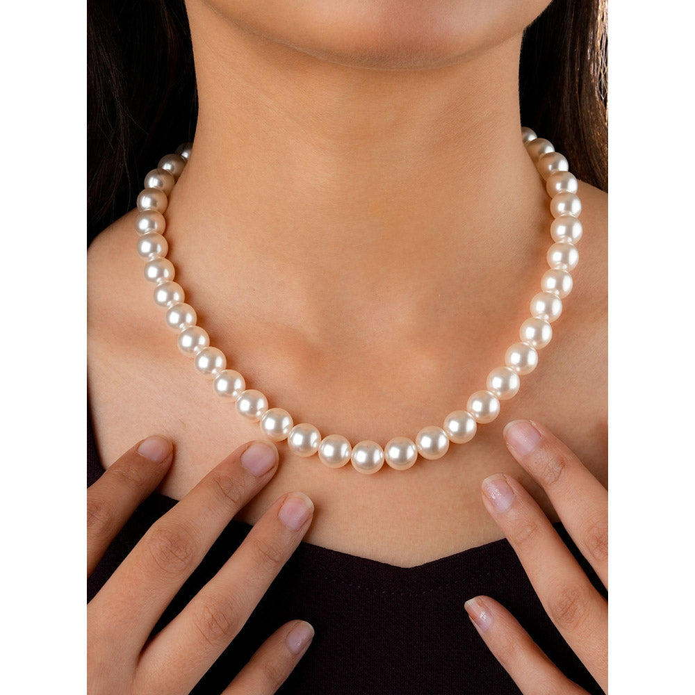 TOTAPARI Beige Pearls Necklace with Earrings