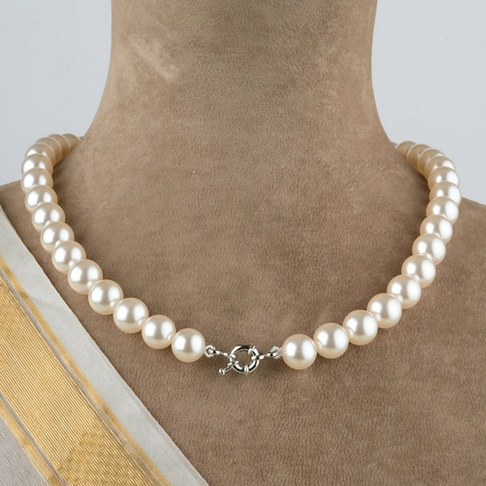 TOTAPARI Beige Pearls Necklace with Earrings