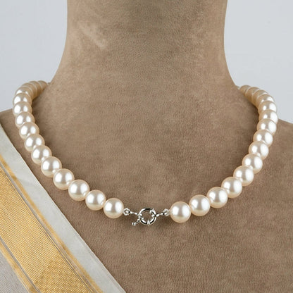 TOTAPARI Beige Pearls Necklace with Earrings