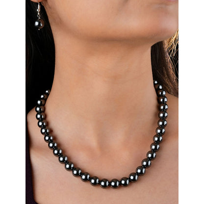 TOTAPARI Midnight Black Pearls Necklace with Earrings