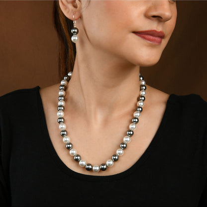 TOTAPARI Grey Moonlit Mist Pearls Necklace with Earrings
