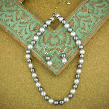 TOTAPARI Grey Moonlit Mist Pearls Necklace with Earrings